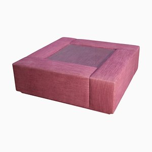 Lila Couchtisch nach Maß mit Glasaufsatz