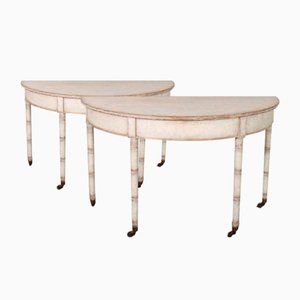 English Painted Console Tables, Set of 2