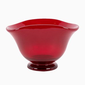 Rote Kunstglasschale von Monica Bratt für Reijmyre Glasbruk, Schweden, 1950er