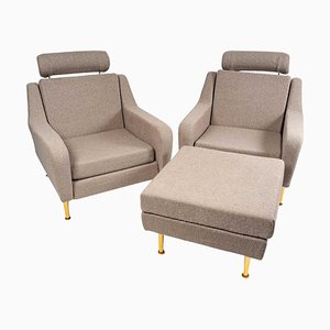 Fauteuils et Repose-Pieds Star de Airborne, 1970s, Set de 3