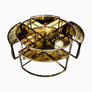 Circular 5-Part Coffee Table by Jean Charles, 1970s, Set of 5