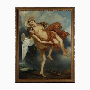 Französischer Neoklassizistischer Schulkünstler, Psyche und Amor, 1830, Großes Öl auf Leinwand