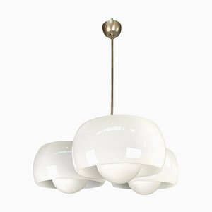 Italian Modern Triclinio Pendant in Glass and Brass attributed to Vico Magistretti for Artemide, 1970s
