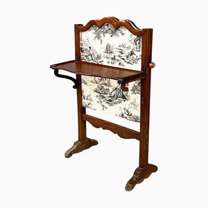 Italian Fire Screen in Black and White Fabric and Wood, Early 1900s