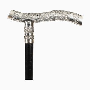 Antique Oriental Silver Handle Walking Stick