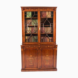 Antique Marquetry Inlaid Bookcase, 19th Century