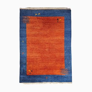 Handgeknüpfter Vintage Gabbeh Teppich in Orange & Blau, 1970er