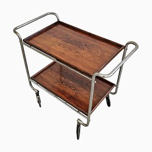 Chariot de Bar Bauhaus en Noyer Placage et Construction en Acier, 1920s