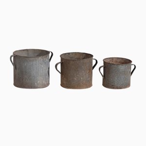 Cubos vintage de metal, 1920. Juego de 3