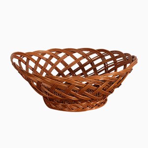 Vintage Hand Woven Wicker Basket, 1920