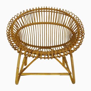 Poltrona vintage in vimini, anni '60