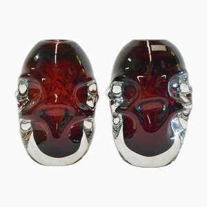 Vases en Cristal par Börne Augustsson pour Aseda, Suède, 1960, Set de 2