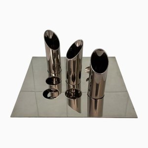 Sculptural Stainless Steel Vase by Mario Faggian for MAM, Italy, 1960s