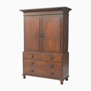 Pine Cupboard on Chest Base, 1870s