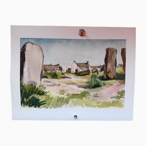 Michel Roubille, Carnac, 1980, Acquarello