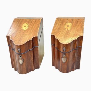 Georgian Mahogany Knife Boxes, 1790s, Set of 2