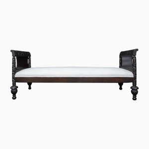 Victorian Daybed with Hardwood Hand Carved Frame, 1800s