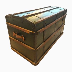 20th Century Travel Trunk in Wood, Leather and Iron