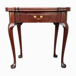 Table à Thé George II Antique avec Pieds Cabriole en Acajou Poli