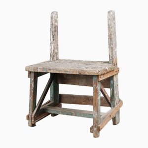 Tabouret Industriel Rustique avec Patine, France, 1900s