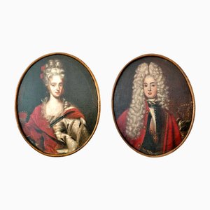 Portraits of French Nobles, 1600, Oil on Canvases, Set of 6