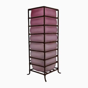 Modernist Table Lamp in Glass Paste and Wrought Iron, 1950s-1960s