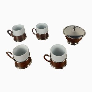Vintage Coffee Cups and Sugar Bowl, 1950s, Set of 5