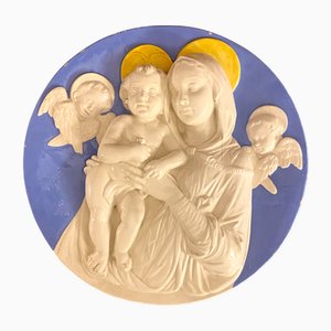 Madonna with Child and Angels in Polychrome Ceramic from Saca Sesto Fiorentino, Italy, 1940s