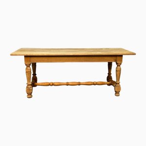 Oak Farmhouse Dining Table with Turned Stretchers, 1925
