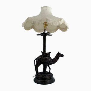 Sculptural Camel and Palm Tree Lamp in Bronze