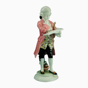 19th Century Art Nouveau Ceramic Sculpture Depicting Wolfgang Amadeus Mozart as a Child by Perigot for Goldscheider, Austria, 1890s