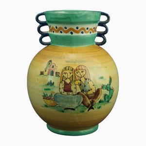 Early 1900s Century Art Deco majolica vase by Matteo Di Lieto Amalfi, Italy