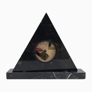Pyramid Table Clock in Marble from Vega, Italy, 1980s