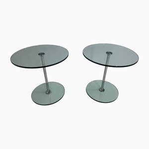 Mid-Century Italian Chromed Metal and Glass Coffee Tables, 1970s, Set of 2