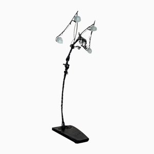 Vintage French Brutalist Sculptural Dragon Lamp in Wrought Iron, 1970s