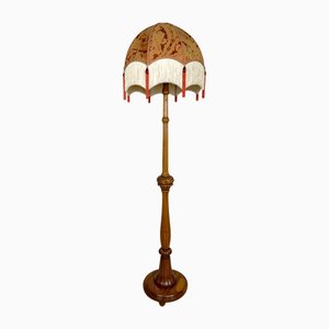 Lampada da terra Art Deco vintage in quercia intagliata, 1920