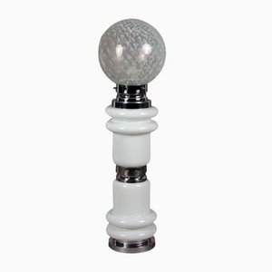 Vintage Floor Lamp in Chromed Metal and Glass, 1960s