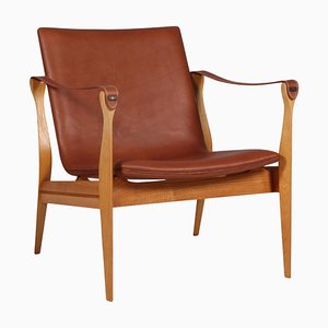 Mid-Century Modern Safari Lounge Chair attributed to Ebbe & Karen Clemmensen for Fritz Hansen, 1960s