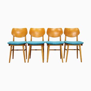 Beech Dining Chairs attributed to Ton for Thonet, Czechoslovakia, 1970s, Set of 4