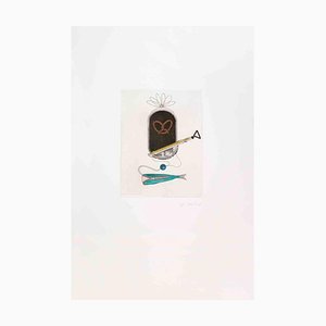 Fifo Stricker, composición surrealista, aguatinta y grabado, años 80