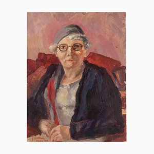 Francesco Settimj, Portrait of Old Woman, Oil Painting, 1930s