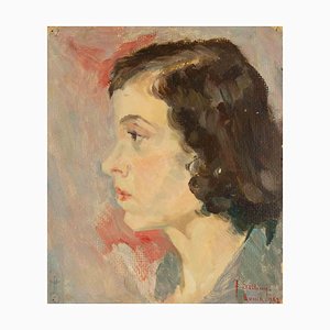 Francesco Settimj, Portrait of Young Woman, Oil Painting, 1932