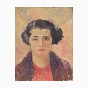 Francesco Settimj, Portrait of Young Woman, Oil Painting, 1930s