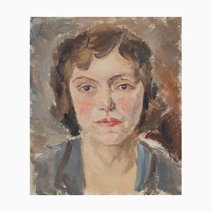 Francesco Settimj, Portrait of Young Woman, Oil Painting, 1930s