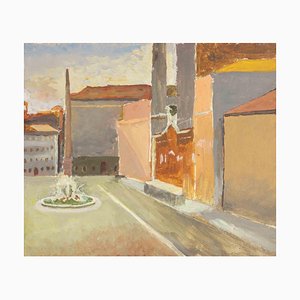 Francesco Settimj, Square, Oil Painting, Mid-20th Century