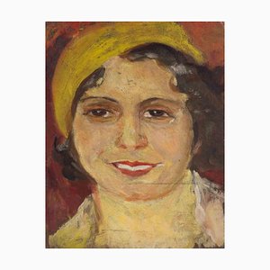 Francesco Settimj, Portrait de Jeune Femme, Peinture à l'Huile, 1930s
