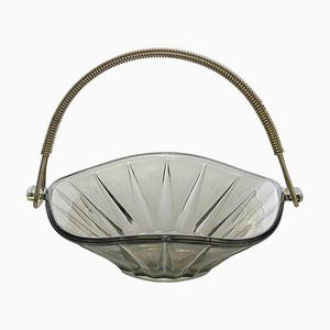 Vintage Glass Basket, Italy, 1950s