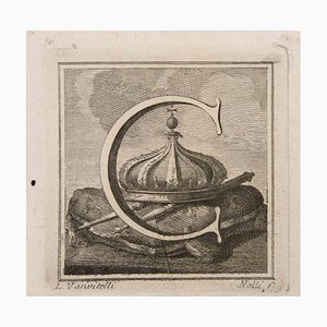 Luigi Vanvitelli, Capital Letter C, Etching, 18th Century