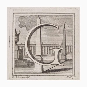 Luigi Vanvitelli, Capital Letter G, Etching, 18th Century
