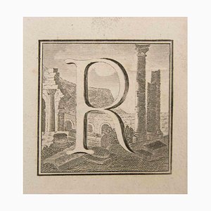 Luigi Vanvitelli, Letter R, Etching, 18th Century